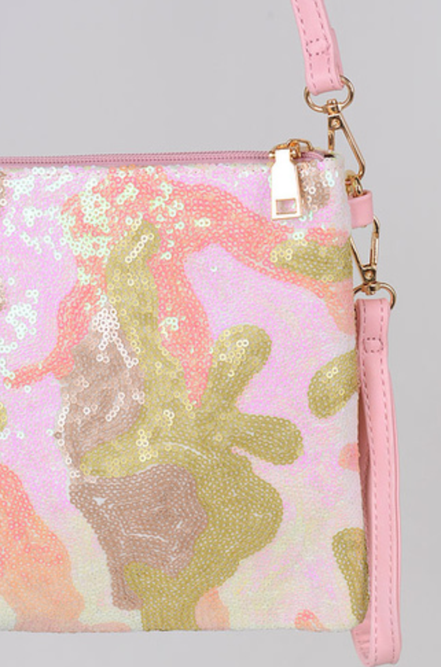 Sequin Camo Print Handbag