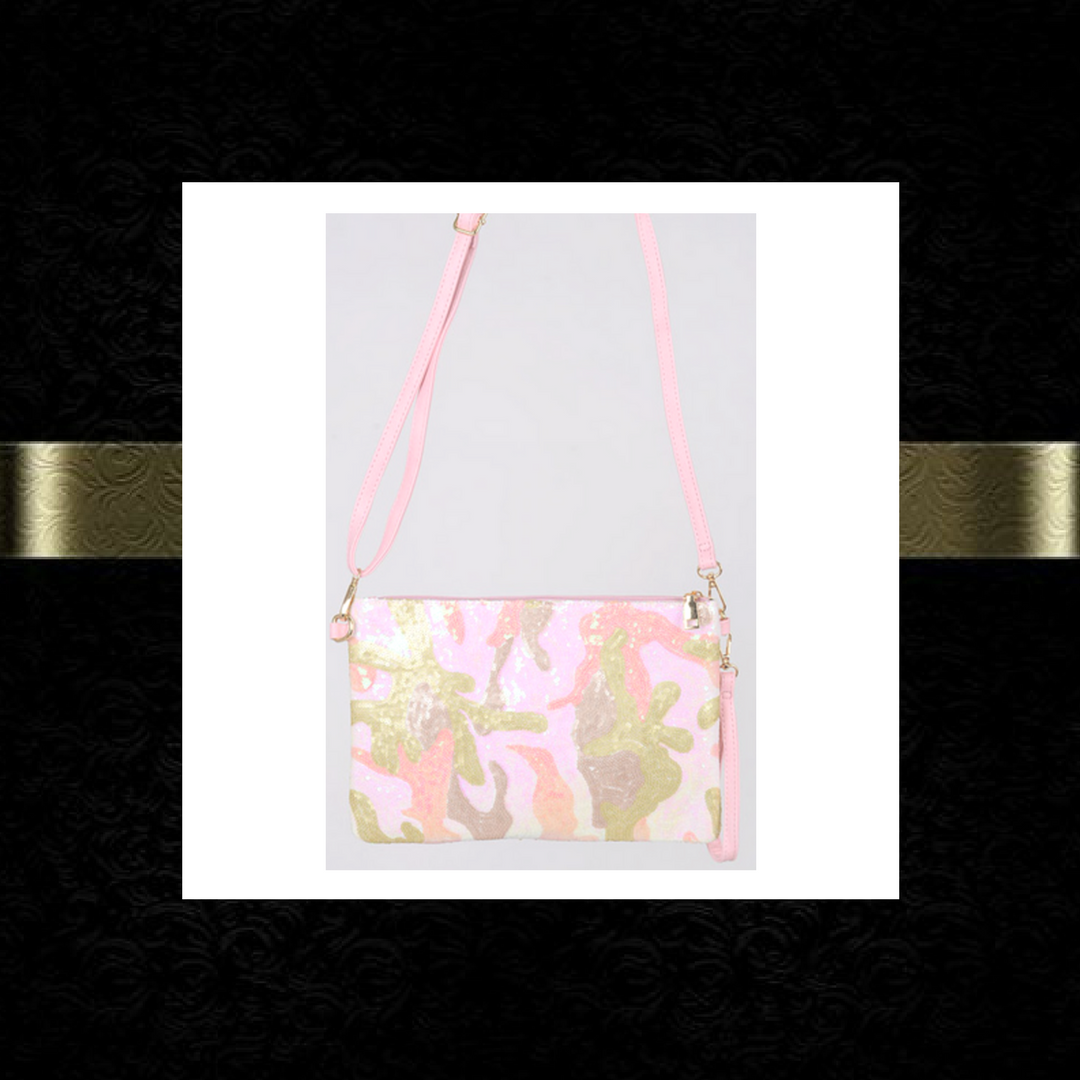Sequin Camo Print Handbag